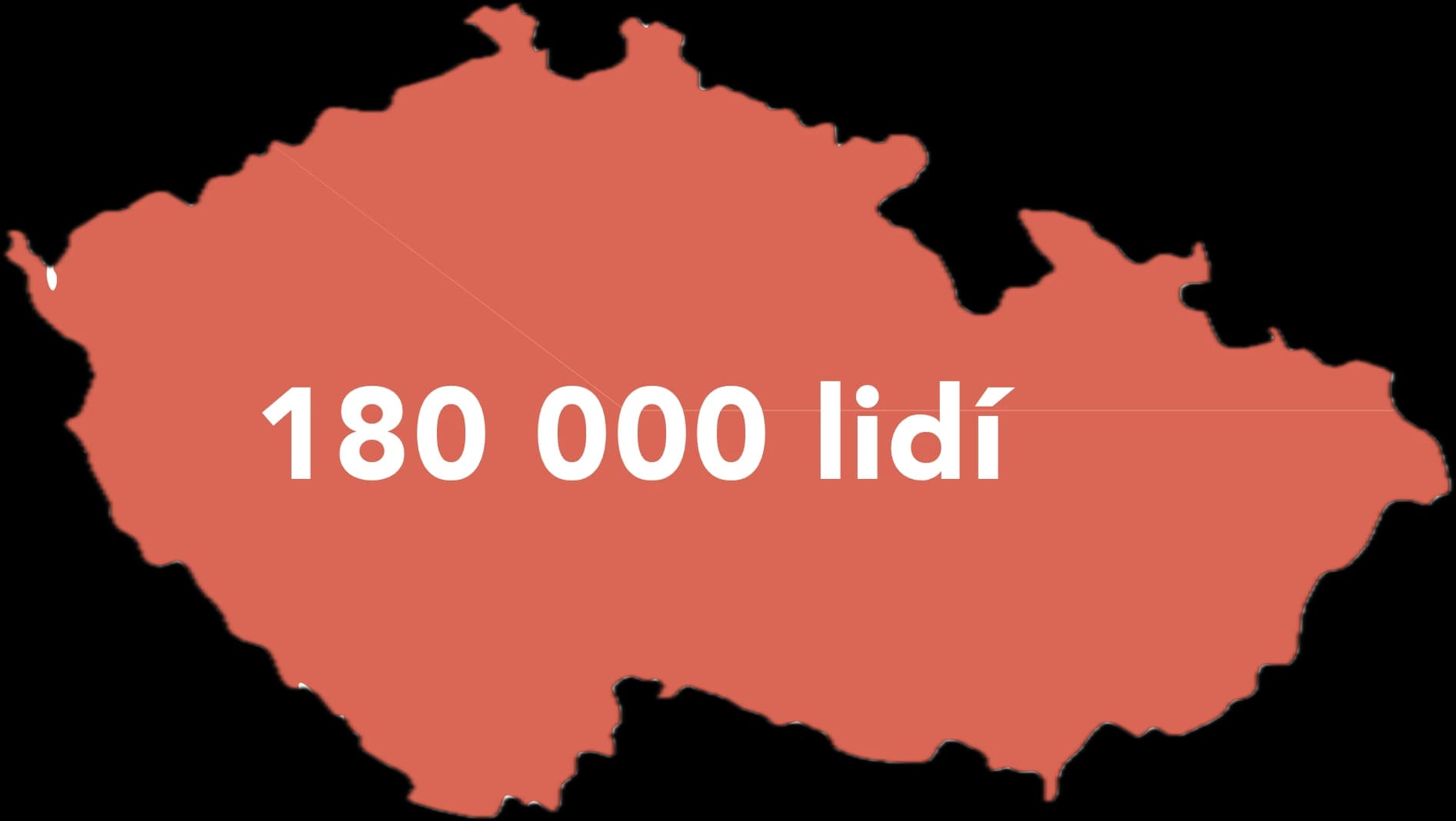 Mapa České republiky s číslem 180 000 lidí